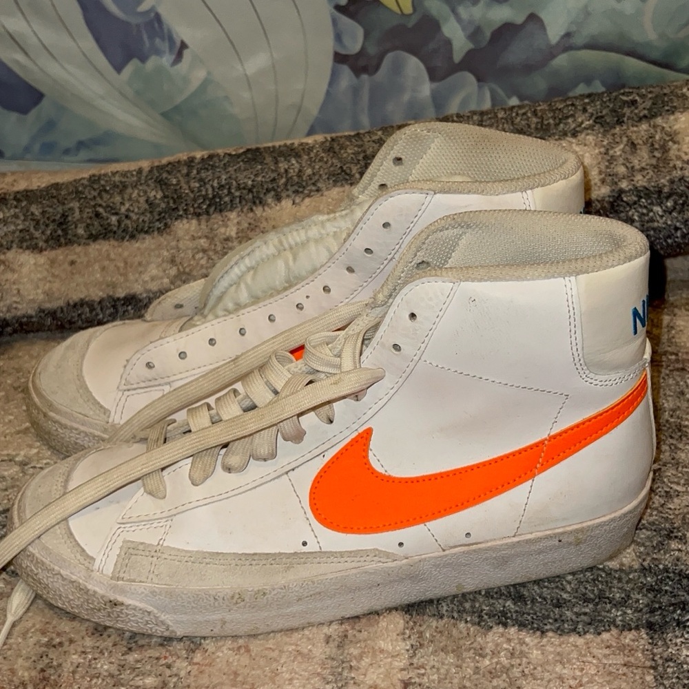 Nike White and Bright Orange High-Tops
